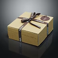 Brown Decorative Gift Box With Ribbon And Label For Daily Use 3d model