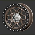 Shiny Rose Gold Car Wheel Rim With Metallic Spoke Design And Branded Center Cap