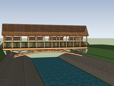 New Chinese Landscape Bridge Wetland Park Landscape Bridge 3d model