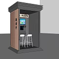 Commercial Equipment Smart Booth With Glass Door White Bar Stools And Smart Devices