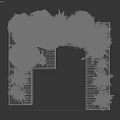 Stylish Tree Planter With Tall Trees Shrubs And Various Small Plants Design