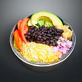 Healthy Fresh Bowl With Black Beans Avocado Shredded Cheese Tomato And Red Onions