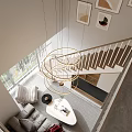 Modern Duplex Living Room With Staircase And Circular Chandelier