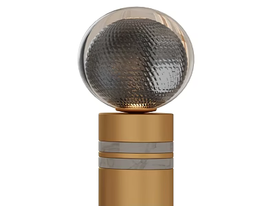 Modern Spherical Glass Lampshade Table Lamp With Golden Base And Marble Accents 3d model