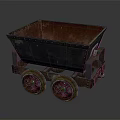 Rusty Old Metal Mine Cart With Two Wheels And Vintage Design Features