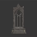 Gothic Style Stone Window Model With Pointed Arch And Decorative Panes 3d model