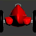 Red Vintage Race Car With Streamlined Body And Spoked Wheels On Reflective Surface