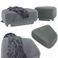 Modern Gray Velvet Sofa Stools With Decorative Cloth And Solid Base 3d model