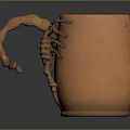Orange Clay Mug Featuring Scorpion Shaped Handle And Detailed Craft Design