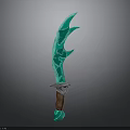 Teal Fantasy Dagger 3D Model With Irregular Spiked Blade And Brown Handle