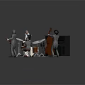 Stylish Game Movie Characters as Jazz Band Playing Piano Bass Guitar and Drums in Suits