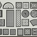 Chinese-style flower-cut window 3d model