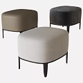 Contemporary Round Stools Design With Gray Velvet Beige Fabric And Brown Leather Upholstery