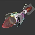 Modern Rocket Missile Weapon With Metal Casing Flaming Thruster And 3D Design