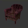 Vintage Brown Leather Armchair With Stitched Backrest Armrests And Wooden Legs