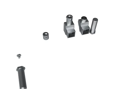 Industrial Metal Mechanical Parts Including Bolts Nuts Square Blocks And Cylinders 3d model