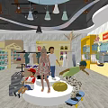 Baby Products Store Featuring Strollers Cribs Toys Gifts with Shelves and Bright Lighting
