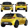 Yellow Peugeot Car Front And Rear View 3d model