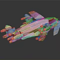 Futuristic Metallic Spacecraft With Multiple Thrusters And Geometric Design For Space Exploration