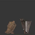 Three Different Traditional Stone Sculpture Carvings With Architectural Structures And Decorative Patterns