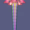 Colorful Striped Pole Outdoor Light With Petal Shaped Top And Illuminated Lights For Garden