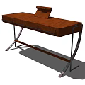 Modern Wooden Desk with Drawers and Sleek Metal Legs Design