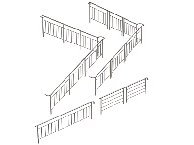 Modern stainless steel guardrail handrail stainless steel protective partition railing 3d model