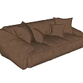 Modern Brown Multi Seater Sofa With Comfortable Pillows And Upholstered Design 3d model