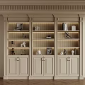 Elegant Beige Interior Display Cabinet With Multiple Compartments Books Decorative Items And Lower Doors