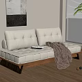 Modern Middle Ages Sofa Bed Double Sofa Solid Wood Fabric Sofa Blanket Books 3d model