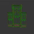 Gothic Architectural Decorative Element With Pointed Arches Intricate Carvings Dark Brown Symmetrical Structure