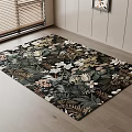 Square Area Rug With Floral And Leaf Patterns On Indoor Wooden Floor