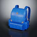 Stylish Blue Backpack With Yellow Logo Front Pocket And Adjustable Straps 3d model