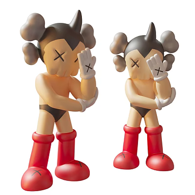 Stylish Collectible Dolls With X Shaped Eyes Red Boots And White Gloves 3d model