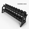 Black Dumbbell Rack With Round Weight Plates Organized In Two Rows For Gym Training