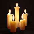 Lit Candle Lamps With Burning Flames Dripping Wax And Warm Glow On Plain Background