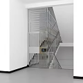 Bright Office Corridor With Staircase Metal Railing And Access Control System 3d model