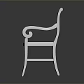 Elegant White Single Chair With Curved Armrests Rattan Woven Seat And Classic Style