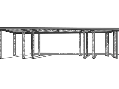 Outdoor Pergola Structure With Columns And Lattice Roof Design For Garden 3d model