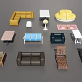 Multicolor Sofa Set with L shaped Round Two Seater Designs and Matching Tables Chairs