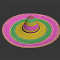 Vibrant Colorful Mexican Sombrero Hat With Wide Brim And Decorative Patterns