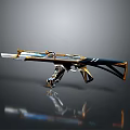 Futuristic Sci Fi Assault Rifle With Sleek Structure And Black Blue Gold Color Design