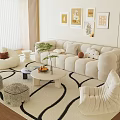 Cream wind sofa coffee table combination 3d model
