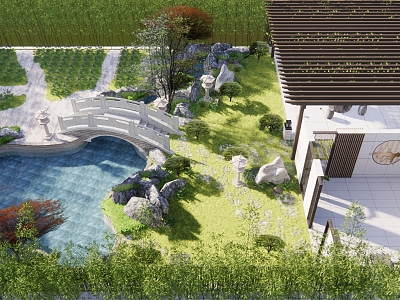 New Chinese Courtyard Garden model