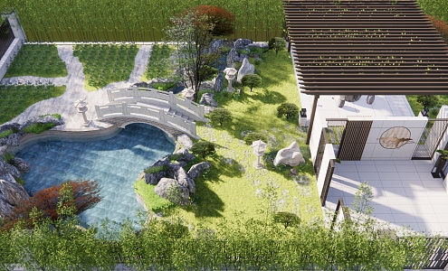 New Chinese Courtyard Garden 3d model