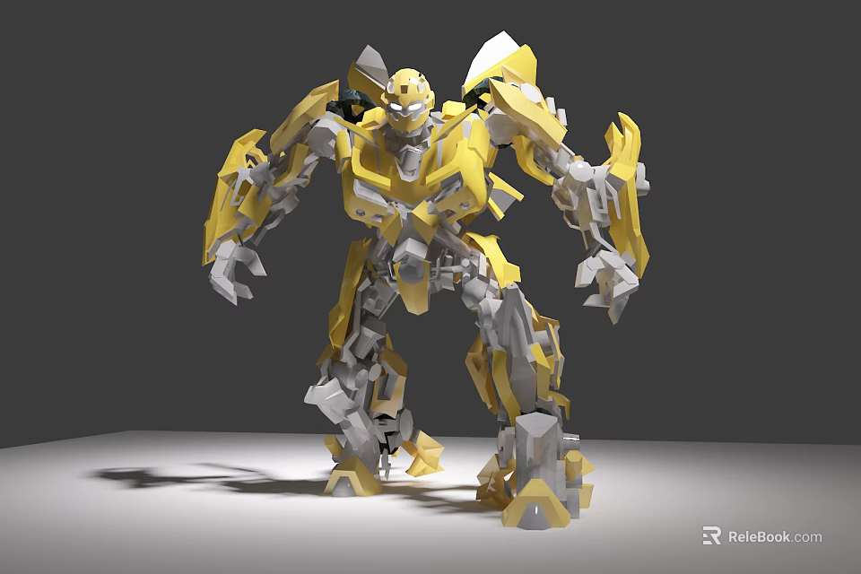 Yellow And Gray Robot Model With Mechanical Structure Joints And Armor 3d model 