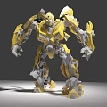 Yellow And Gray Robot Model With Mechanical Structure Joints And Armor