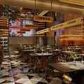 Modern Restaurant Interior With Wine Racks Chandeliers Dining Tables And Warm Lighting
