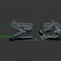 Futuristic Silver Spacecraft With Symmetric Design And Green Accents For Cosmic Exploration