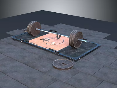 Gym Equipment Setup With Barbell Weight Plates And Fitness Mat On Floor 3d model